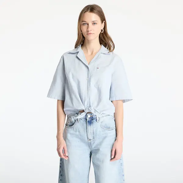 Tommy Hilfiger Риза Tommy Jeans Crop Linen Shortsleeve Shirt Blue L