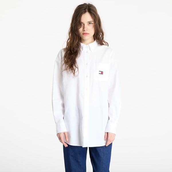 Tommy Hilfiger Риза Tommy Jeans Oversized Badge Oxford Shirt White M