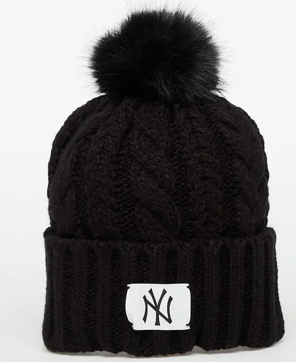 New Era Шапка New Era Knit Medium Wmns MLB Cable Wide Beanie New York Yankees Black Universal