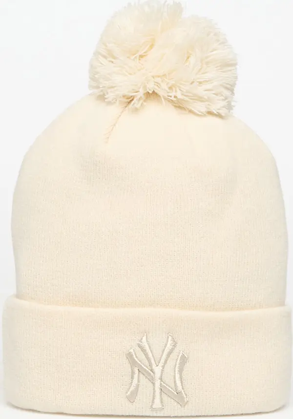 New Era Шапка New Era Knit Medium Wmns MLB Metallic Bobble Beanie New York Yankees Light Cream Universal