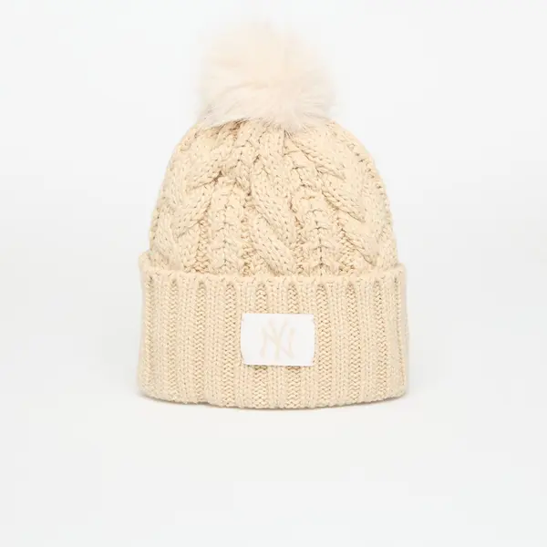 New Era Шапка New Era New York Yankees MLB Light Beige Cable Knit Beanie Hat Stone Universal