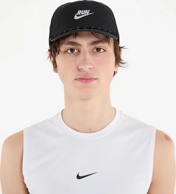 Nike Шапка Nike Pro Dri-FIT Unstructured Swoosh Run Cap Black/ Anthracite/ Reflective Silv L/XL