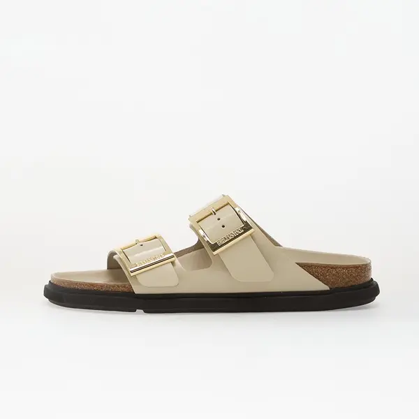 Birkenstock Сникърси Birkenstock Arizona Droplet Buckle Natural Leather Patent Women High-Shine Ecru EUR 39