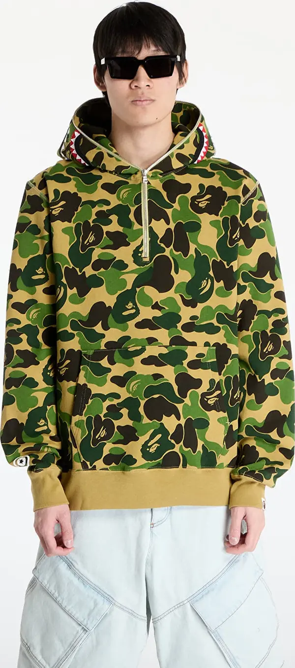 A BATHING APE Суитшърт A BATHING APE Abc Camo Shark Half Zip Pullover Hoodie M Green XL