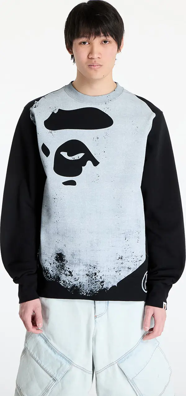 A BATHING APE Суитшърт A BATHING APE Ape Head Over Print Crewneck Sweat M Black XXXL