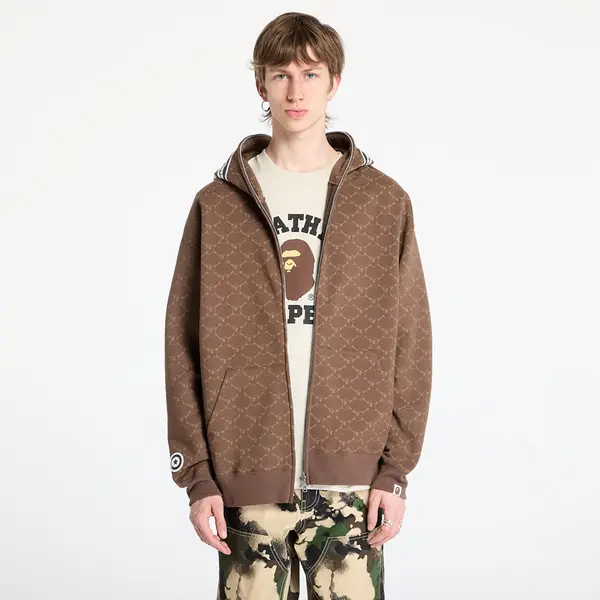 A BATHING APE Суитшърт A BATHING APE College Monogram Relaxed Fit Shark Full Zip Hoodie UNISEX Brown S