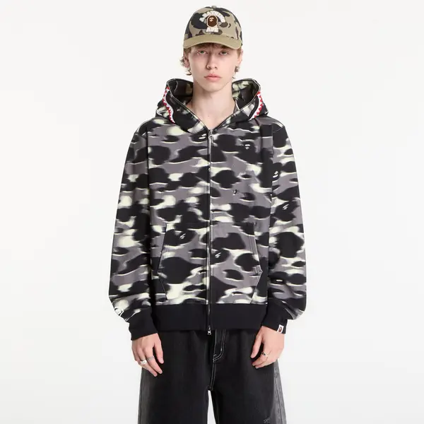 A BATHING APE Суитшърт A BATHING APE Screen Camo Shark Relaxed Fit Full Zip Hoodie Black UNISEX M