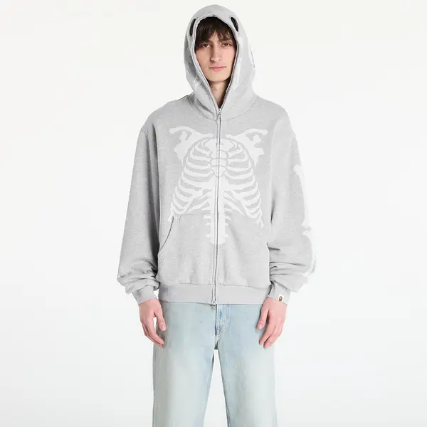 A BATHING APE Суитшърт A BATHING APE Skeleton Shark Heavy Washed Cropped Fit Full Zip Hoodie M Gray XL