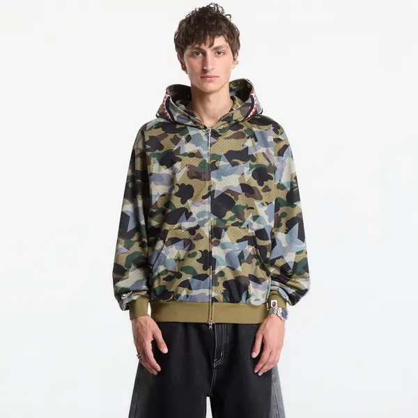 A BATHING APE Суитшърт A Bathing Ape Sta Over Print 1st Camo Mesh Shark Cropped Fit Full Zip Hoodie UNISEX Green XL