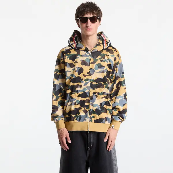 A BATHING APE Суитшърт A Bathing Ape Sta Over Print 1st Camo Mesh Shark Cropped Fit Full Zip Hoodie UNISEX Yellow XL