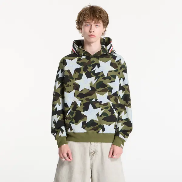 A BATHING APE Суитшърт A BATHING APE Sta Over Print 1st Camo Shark Cropped Fi Green UNISEX S