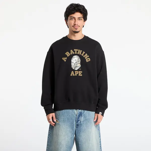 A BATHING APE Суитшърт A BATHING APE Tree Edge Camo College Relaxed Fit Crewneck Sweatshirt 1 Black L