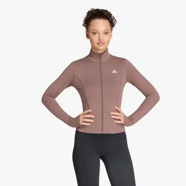 adidas Performance Суитшърт adidas 3-Stripes Studio Zip Through Jacket Earth Strata M