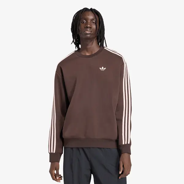 adidas Originals Суитшърт adidas Adicolor 3-Stripes Oversized Crewneck Aurora Coffee/ Sandy Pink S