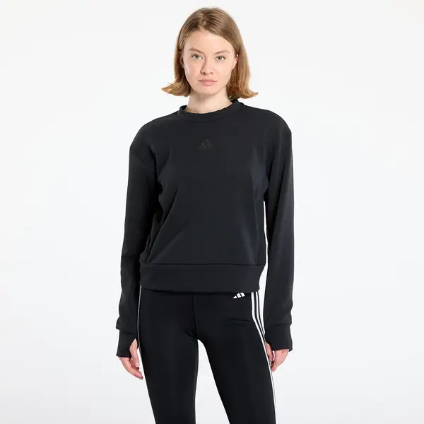 adidas Performance Суитшърт adidas Designed-for-Training Warm-Up Crewneck Sweatshirt Black/ Victory Blue/ Magic Beige XS
