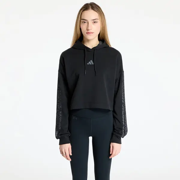 adidas Performance Суитшърт adidas Essentials 3 Stripes Print French Terry Hoodie Black L