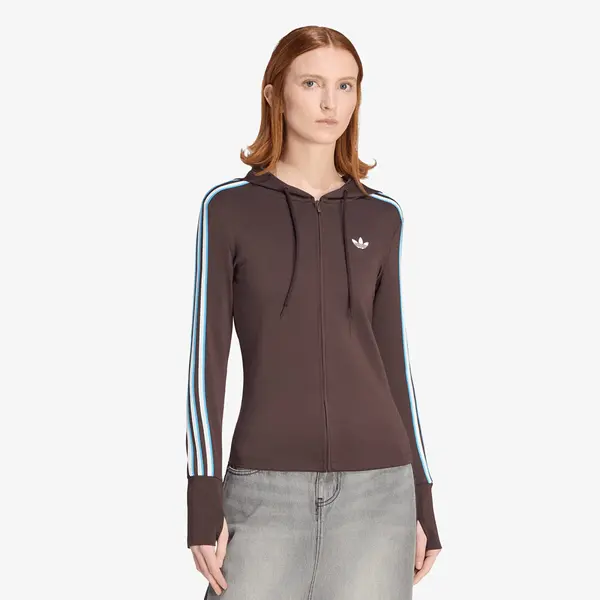 adidas Originals Суитшърт adidas Hooded Trefoil Zipper Jacket Aurora Coffee M