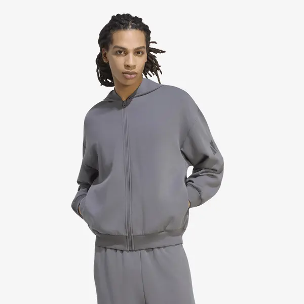 adidas Performance Суитшърт adidas Soft Lux Full-Zip Hoodie Grey Five XL