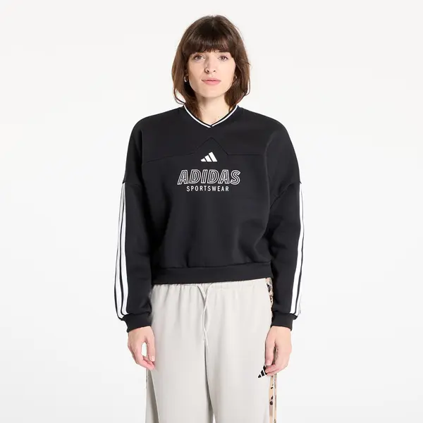 adidas Performance Суитшърт adidas W Tiro Cut 3 Stripes Fleece Sweatshirt Black/ White XS