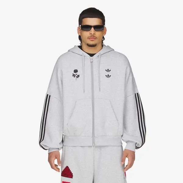 adidas Originals Суитшърт adidas x Willy Chavarria Full Zip Logo Hoodie Light Grey Heather S