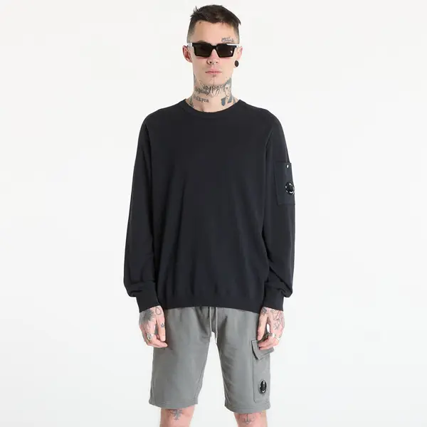 C.P. Company Суитшърт C.P. Company Cotton Crepe Crewneck Lens Sweater Black M