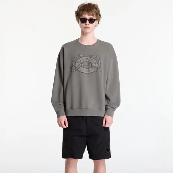 C.P. Company Суитшърт C.P. Company Diagonal Fleece Boxy Logo Crewneck Sweatshirt Gunmetal XXL