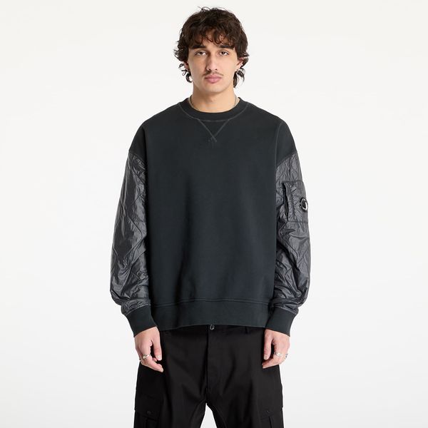 C.P. Company Суитшърт C.P. Company Diagonal Raised Fleece Mixed Quilted Crew Neck Sweatshirt Black Sand L