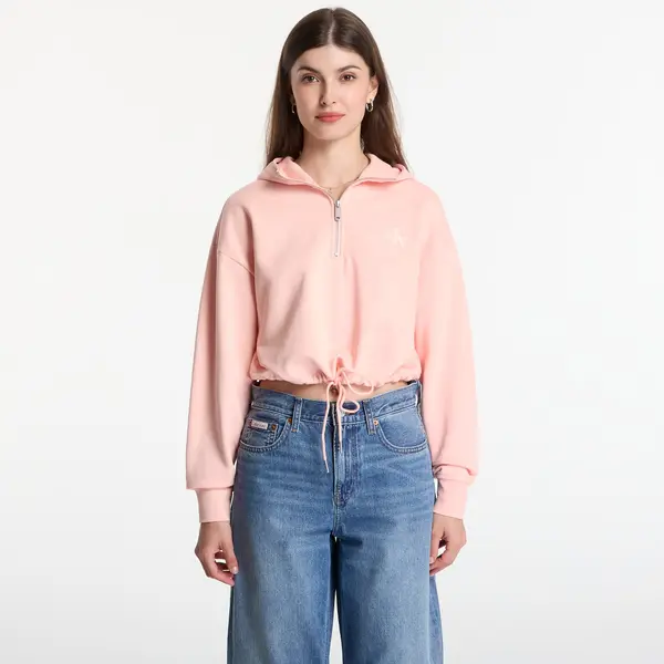 Calvin Klein Суитшърт Calvin Klein Jeans Ls Monologo Terry Cropped Tie Hoodie Peachy Day M