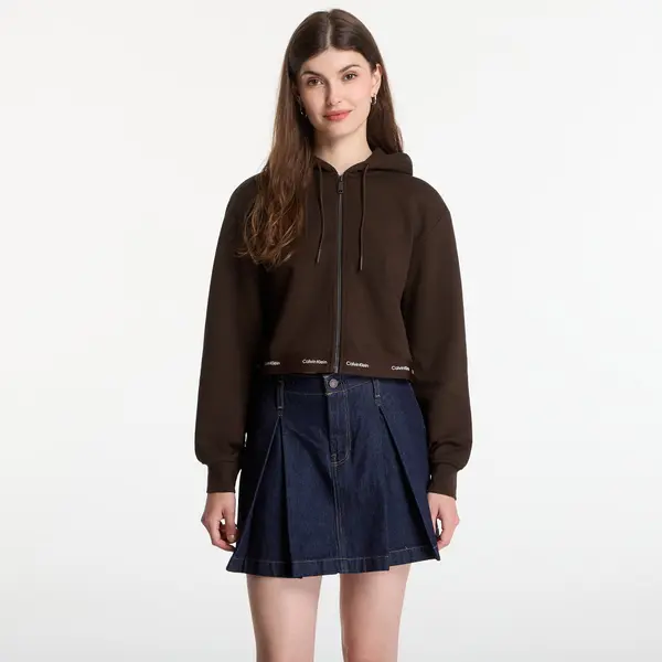 Calvin Klein Суитшърт Calvin Klein Jeans Ls Terry Logo Waist Cropped Fz Hoodie Dark Coffee M