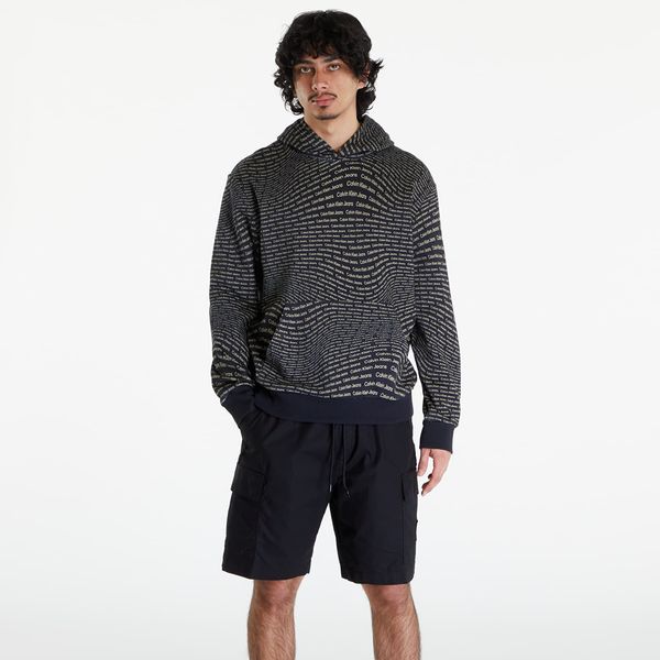 Calvin Klein Суитшърт Calvin Klein Jeans Warp Logo Hoodie Black XL