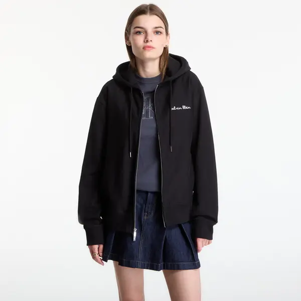 Calvin Klein Суитшърт Calvin Klein LS Prm Tery Script FZ Hoodie Black M