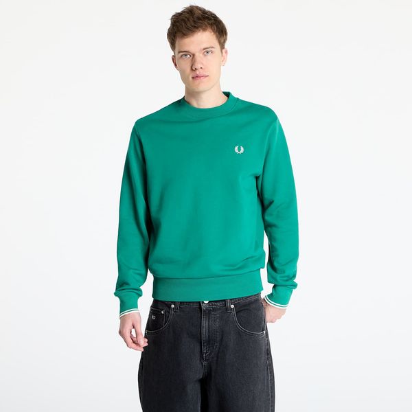 FRED PERRY Суитшърт FRED PERRY Crew Neck Sweatshirt Label Green M