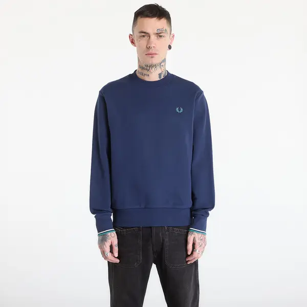 FRED PERRY Суитшърт FRED PERRY Crew Neck Sweatshirt Tnsbl/ Snwht/ Dpmt M