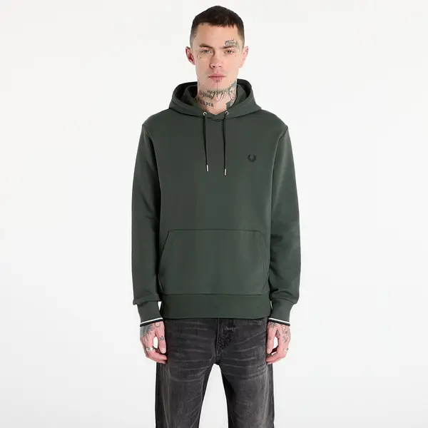FRED PERRY Суитшърт FRED PERRY Tipped Hooded Sweatshirt Court Green/ Snow White/ Navy XXL