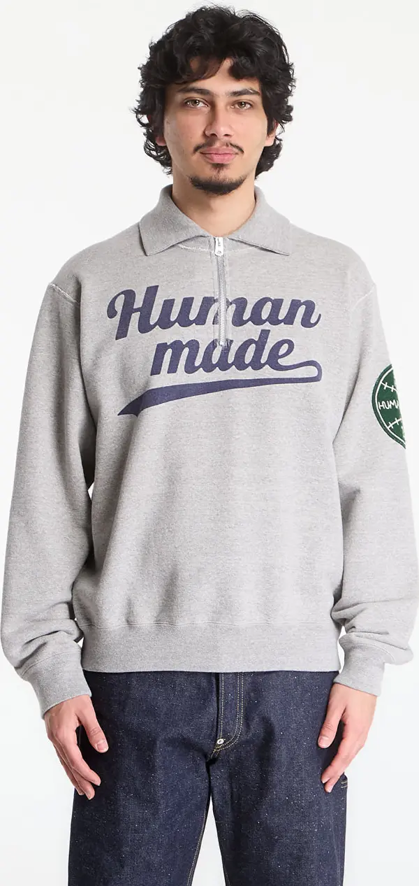 HUMAN MADE Суитшърт HUMAN MADE Half-Zip Sweatshirt Gray S