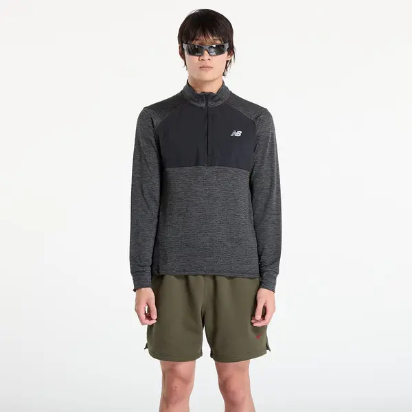 New Balance Суитшърт New Balance Athletics Heat Grid 1/2 Zip Black S