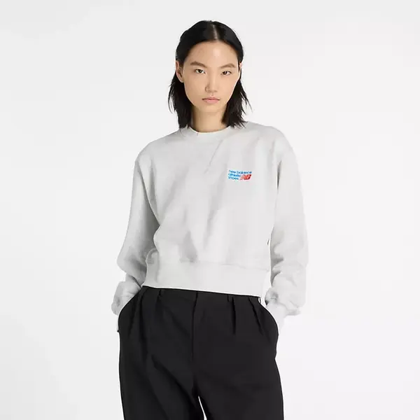New Balance Суитшърт New Balance Athletics Premium Logo Relaxed Crop Crew Ash Heather XL