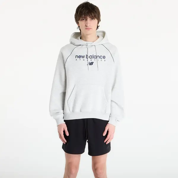 New Balance Суитшърт New Balance Linear Graphic Fleece Hoodie Ash Heather XL