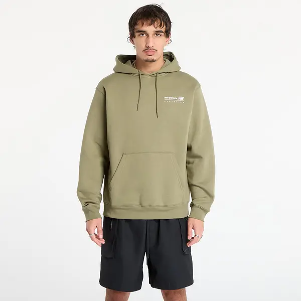 New Balance Суитшърт New Balance Linear Graphic Fleece Hoodie Dark Olive S