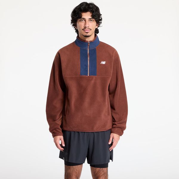 New Balance Суитшърт New Balance Polar Fleece 1/2 Zip Rich Oak S