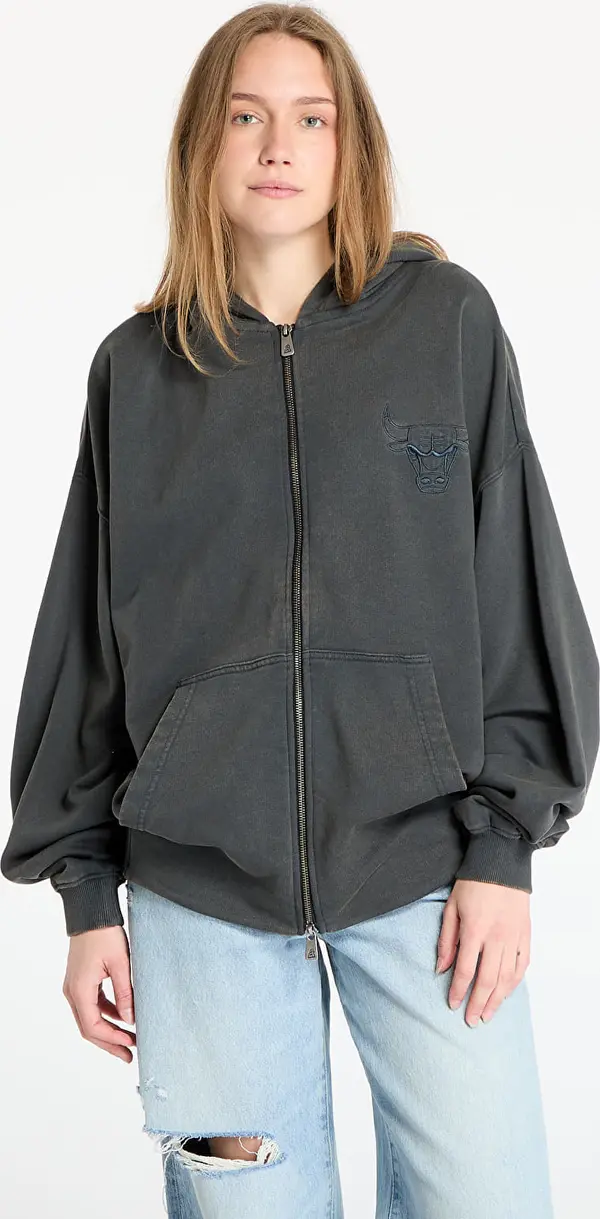 New Era Суитшърт New Era Chicago Bulls Washed Full Zip UNISEX White Heather Gray L