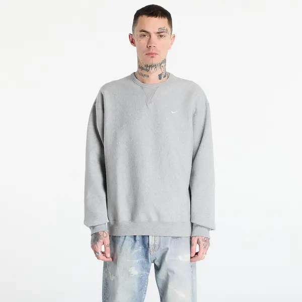 Nike Суитшърт Nike Solo Swoosh Men's Fleece Crew Dk Grey Heather/ White S