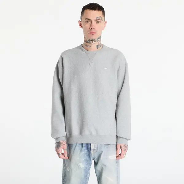 Nike Суитшърт Nike Solo Swoosh Men's Fleece Crew Dk Grey Heather/ White S