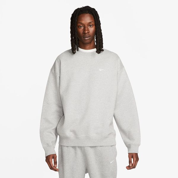 Nike Суитшърт Nike Solo Swoosh Men's Fleece Crew Dk Grey Heather/ White XS