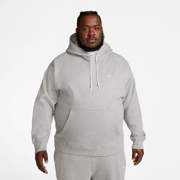 Nike Суитшърт Nike Solo Swoosh Men's Fleece Pullover Hoodie Dk Grey Heather/ White S