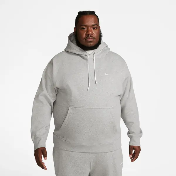 Nike Суитшърт Nike Solo Swoosh Men's Fleece Pullover Hoodie Dk Grey Heather/ White XL