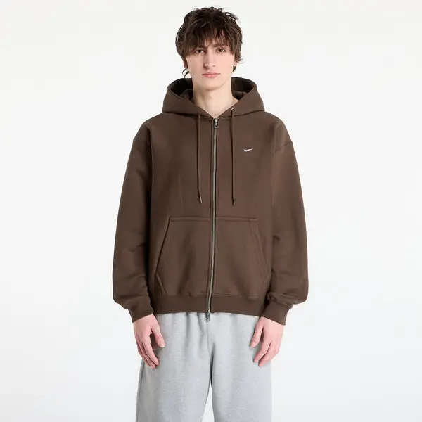 Nike Суитшърт Nike Solo Swoosh Men's Full-Zip Fleece Hoodie Dark Hazel/ White M