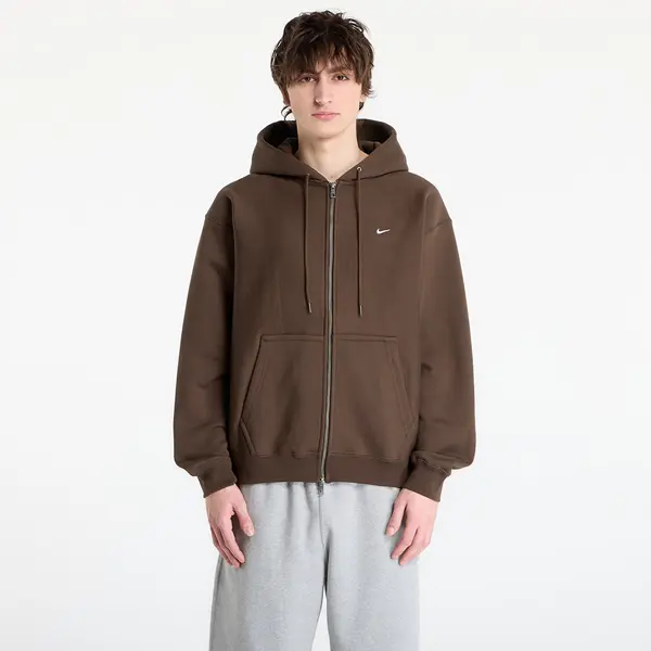 Nike Суитшърт Nike Solo Swoosh Men's Full-Zip Fleece Hoodie Dark Hazel/ White S