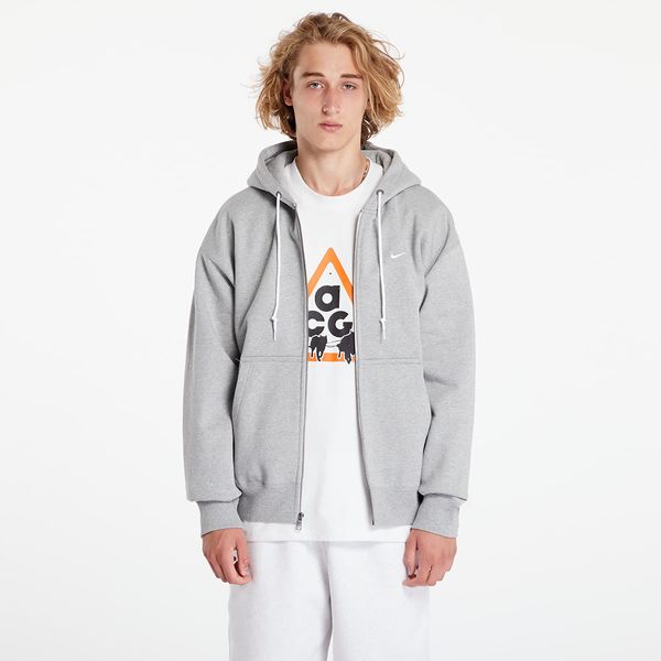 Nike Суитшърт Nike Solo Swoosh Men's Full-Zip Hoodie Dark Grey Heather/ White M