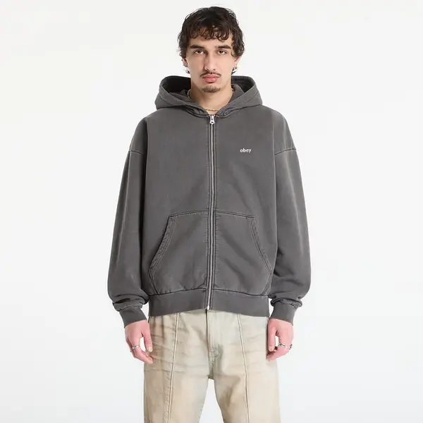 OBEY Clothing Суитшърт OBEY Lowercase Pigment Zip Hood Pigment Digital Black S